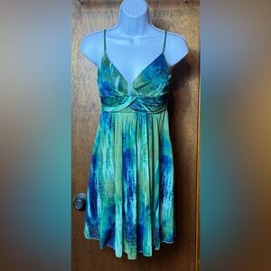 Ruby Rox Vibrant‎ Green and Blue Mini Dress  - S